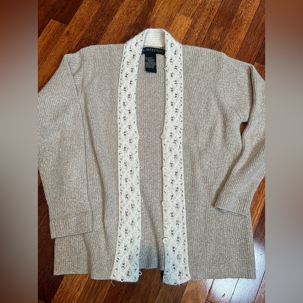 Women's Beige Cardigan Sweater
